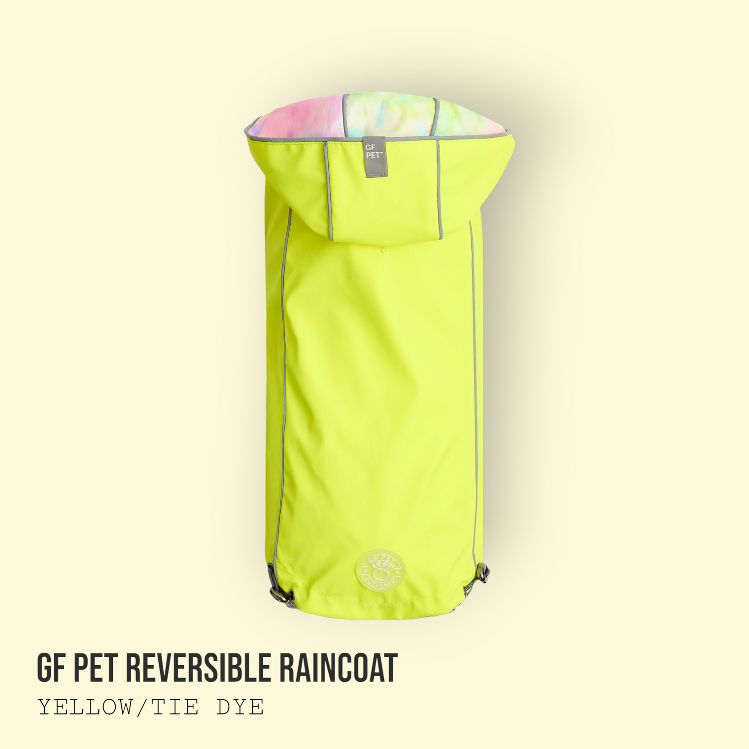 Reversible Dog Raincoat - Neon Yellow/Tie Dye - Hoochie Poochie