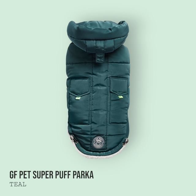 Super Puff Parka Dog Coat/Jacket - Teal - Hoochie Poochie