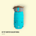 Winter Sailor Parka Dog Coat/Jacket - Aqua - Hoochie Poochie