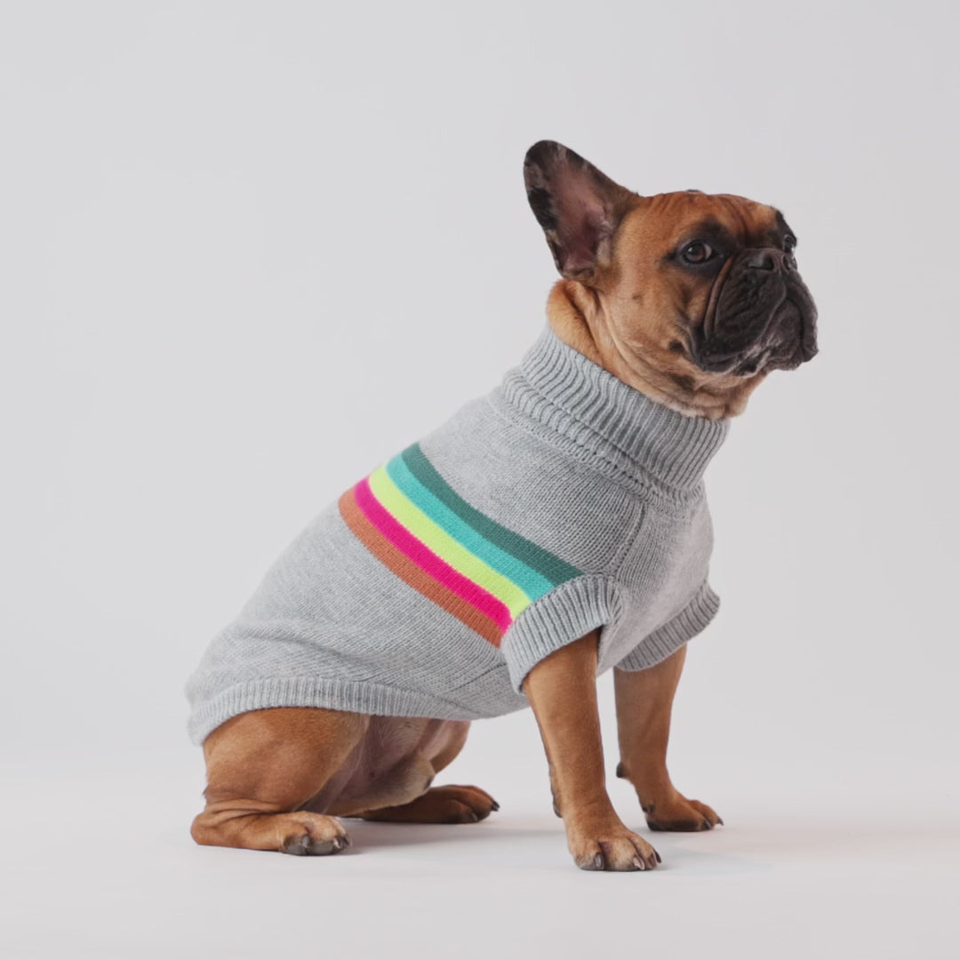 Retro Dog Sweater - Grey Mix